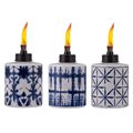 Tiki Blue/White Glass 7 in. Tabletop Torch 1 pc 1120101